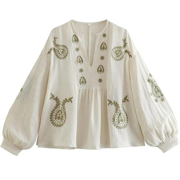 Embroidered Cream Blouse - Picture 1 of 12